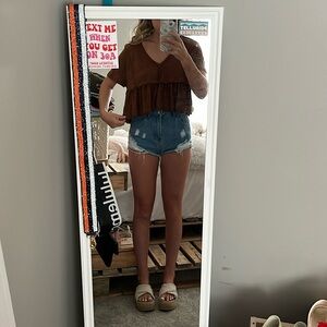 Altard State brown ruffle top size small